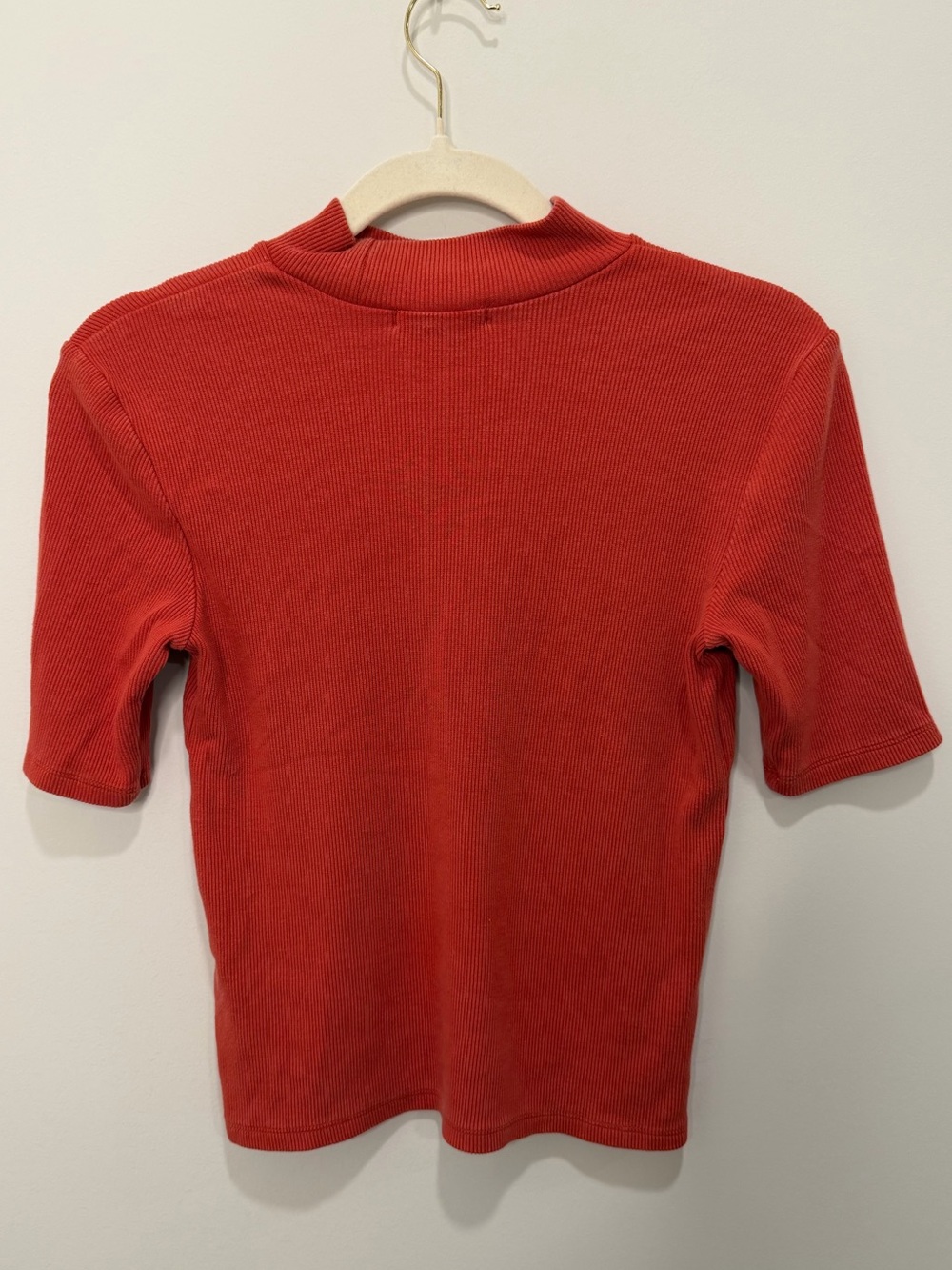 Marine Layer Burnt Orange Ribbed Mock Neck Short Sleeve Top Size Small - Picture 5 of 5